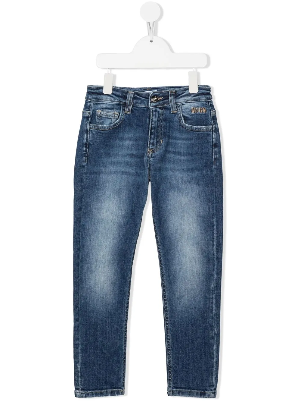 

MSGM Kids jeans slim con logo bordado - Azul