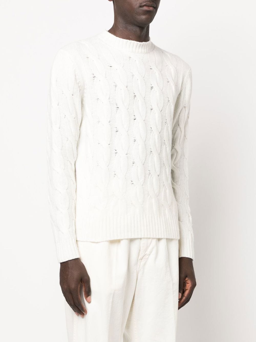 Shop Moorer Cable-knit Cashmere Jumper In Weiss