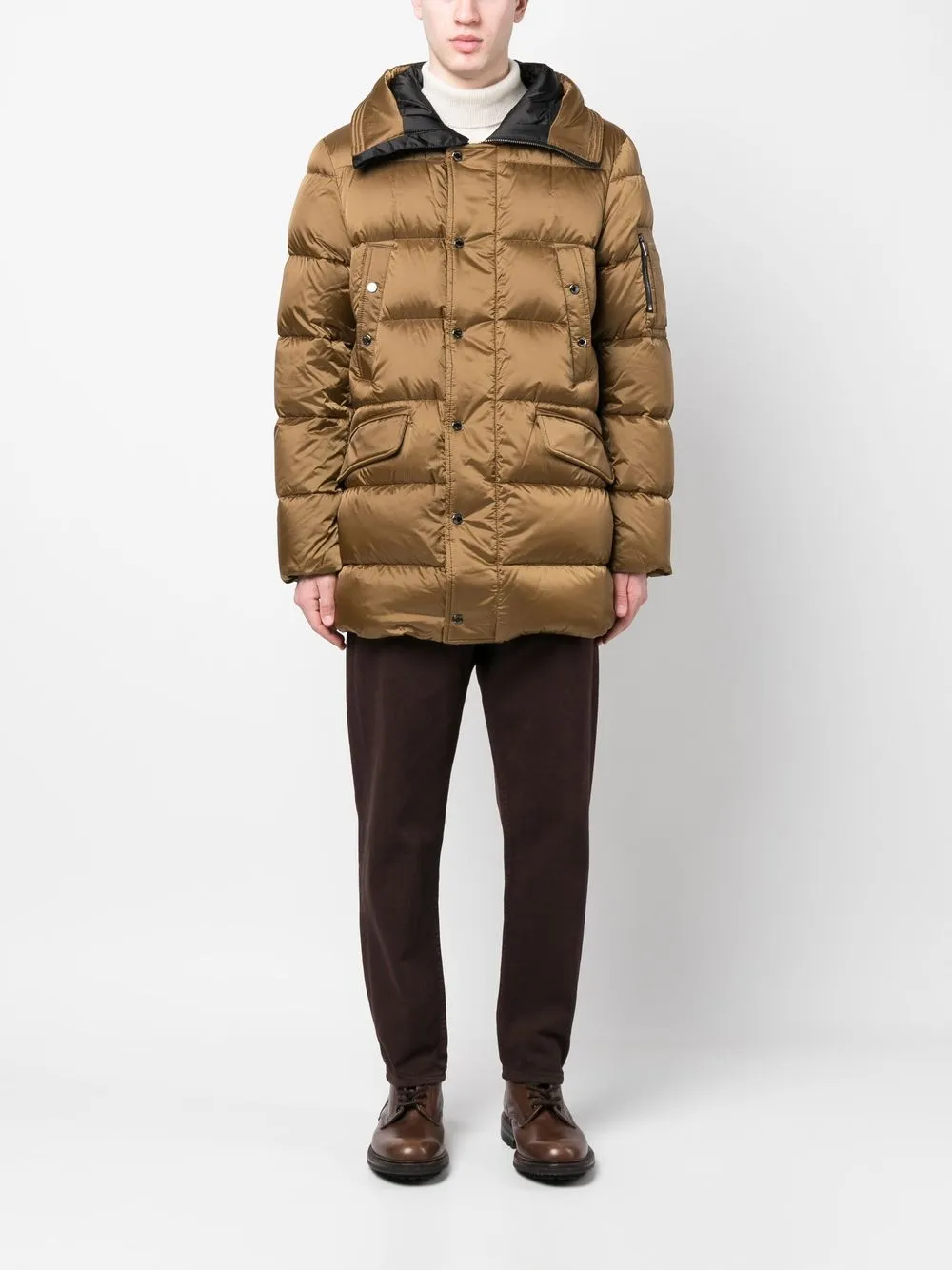 Shop Moorer Grima-sh Padded Down Jacket In Brown