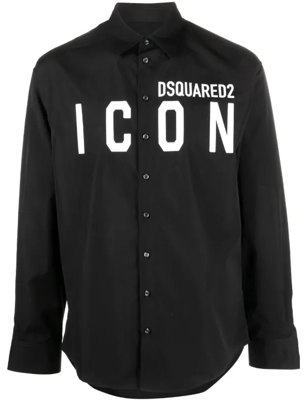 DSQUARED2 Overhemd Met Logoprint Zwart FARFETCH NL