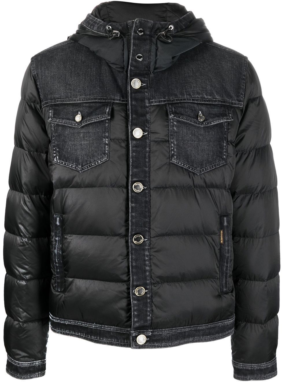 Moorer Button-up Padded Down Jacket In Schwarz