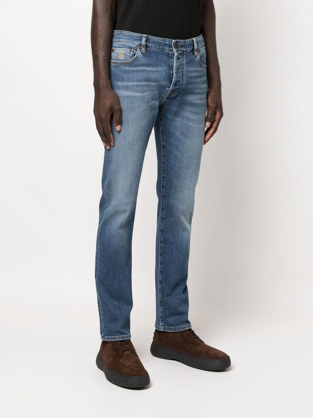 Shop Moorer Slim-cut Denim Jeans In Blau