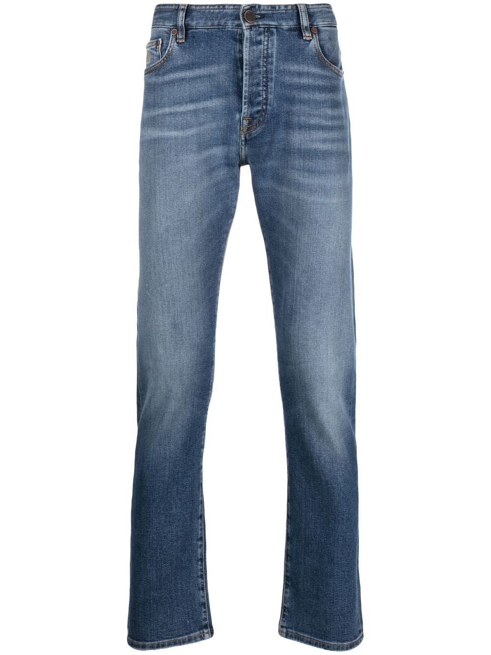 slim-cut denim jeans
