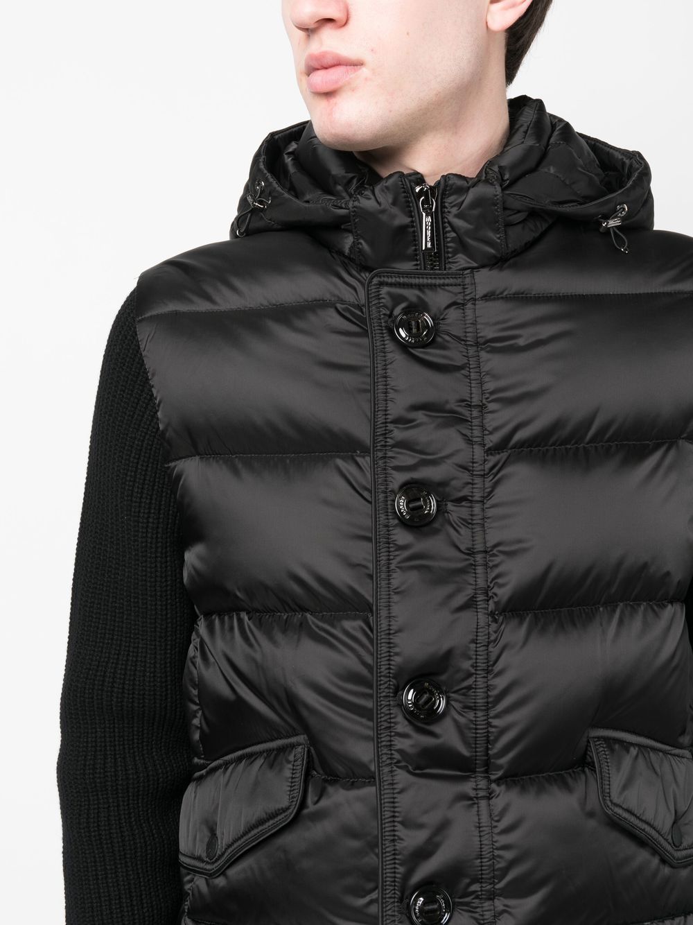 Shop Moorer Contrasting-sleeves Padded Jacket In Black