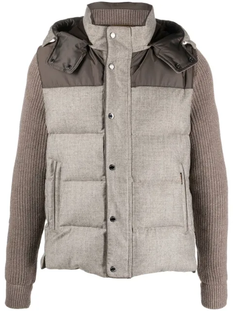 Moorer detachable-sleeve padded jacket