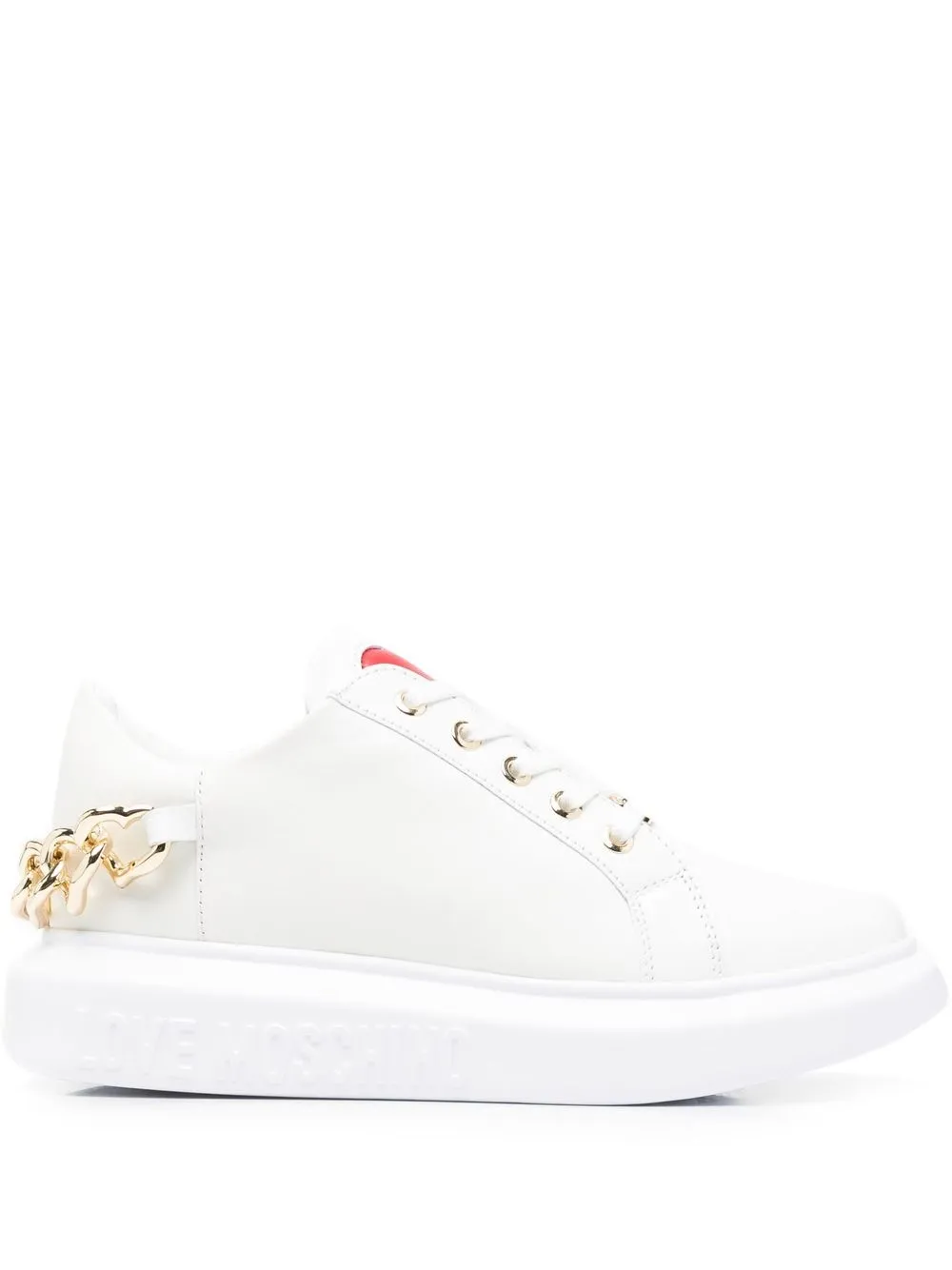 

Love Moschino tenis bajos con detalle de cadena - Blanco