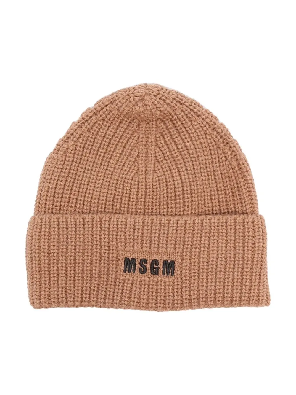 

MSGM Kids embroidered-logo knitted beanie - Brown