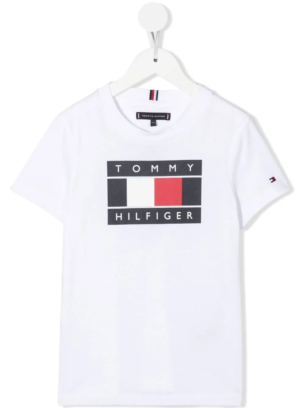 

Tommy Hilfiger Junior playera con estampado de bandera - Blanco