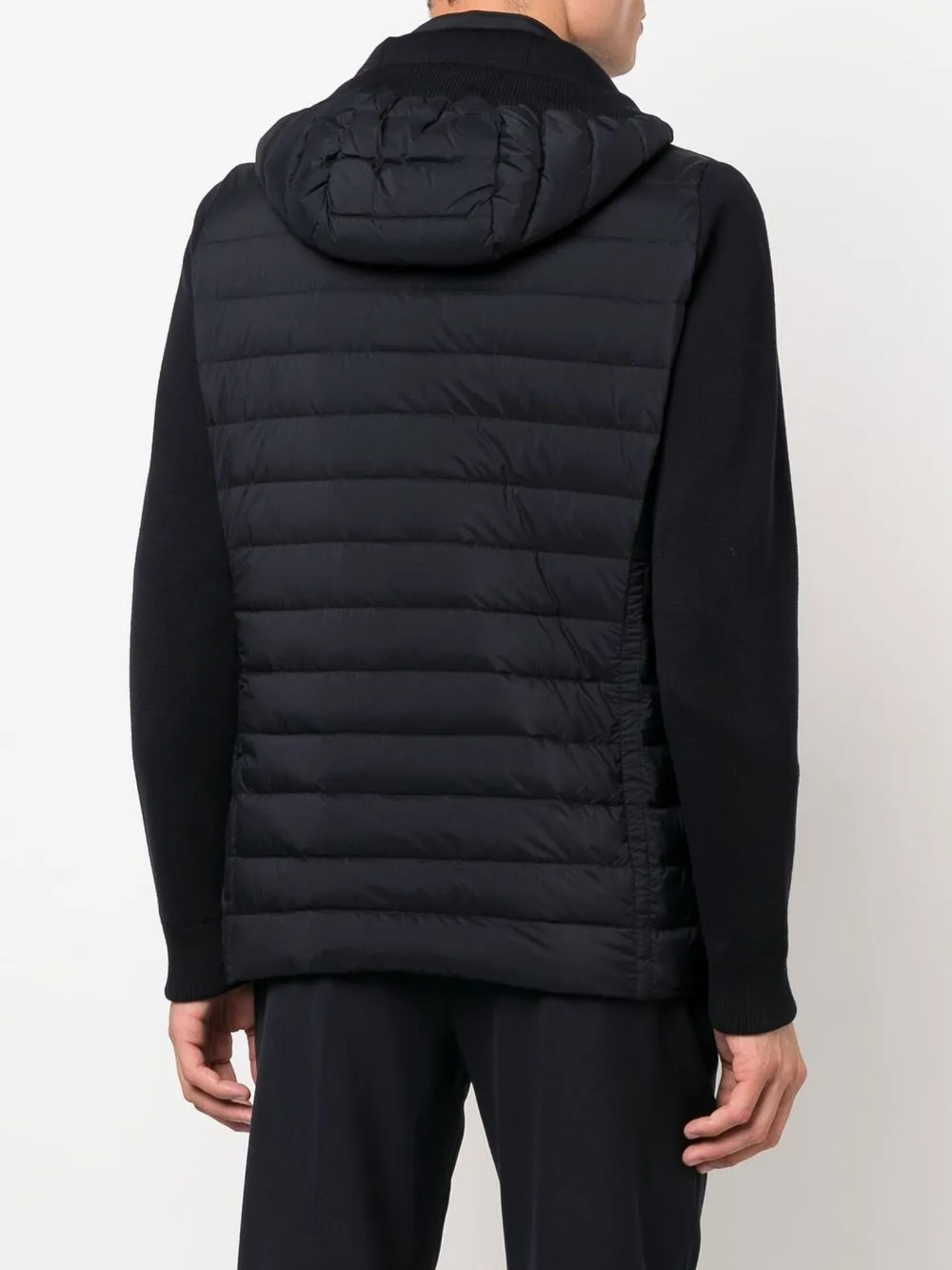 Moorer Massino-s3z Quilted Knitted-mix Jacket In Blue