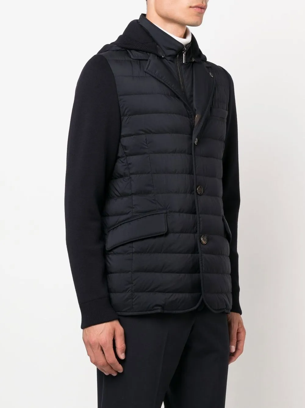 Shop Moorer Massino-s3z Quilted Knitted-mix Jacket In Blue