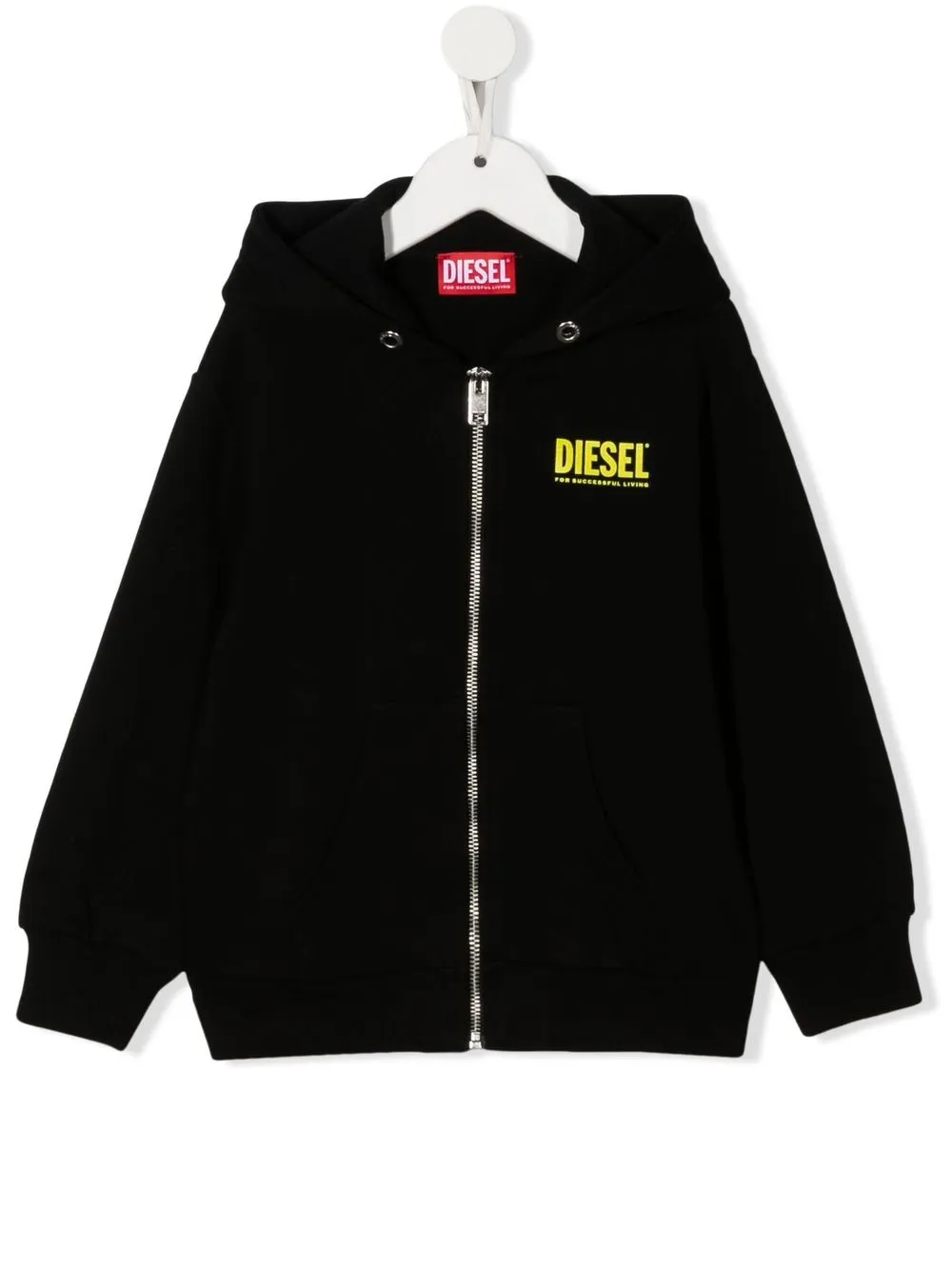 

Diesel Kids hoodie con logo estampado y cierre - Negro