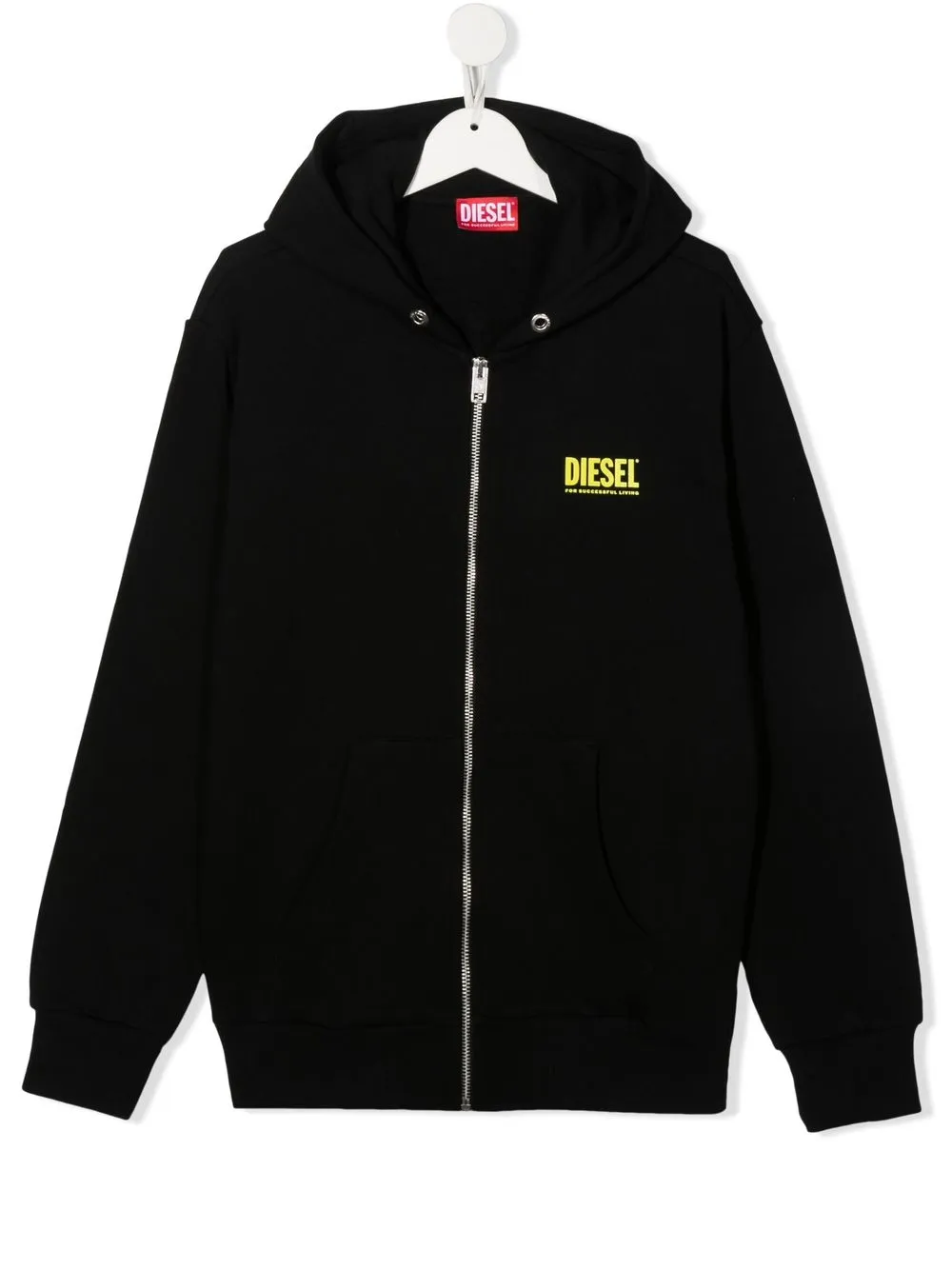 

Diesel Kids hoodie con logo estampado y cierre - Negro