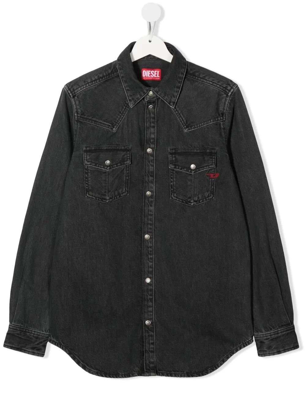 

Diesel Kids camisa de mezclilla con logo bordado - Gris