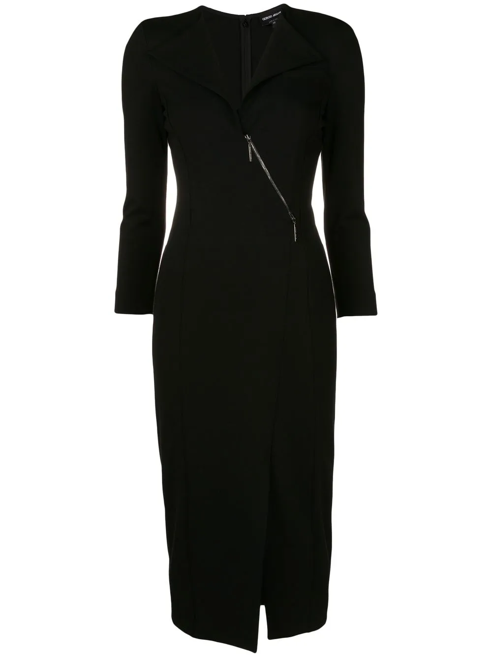 

Giorgio Armani vestido asimétrico con cuello en V - Negro