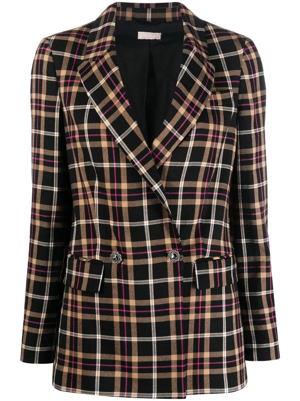 

LIU JO double-breasted check blazer - Black