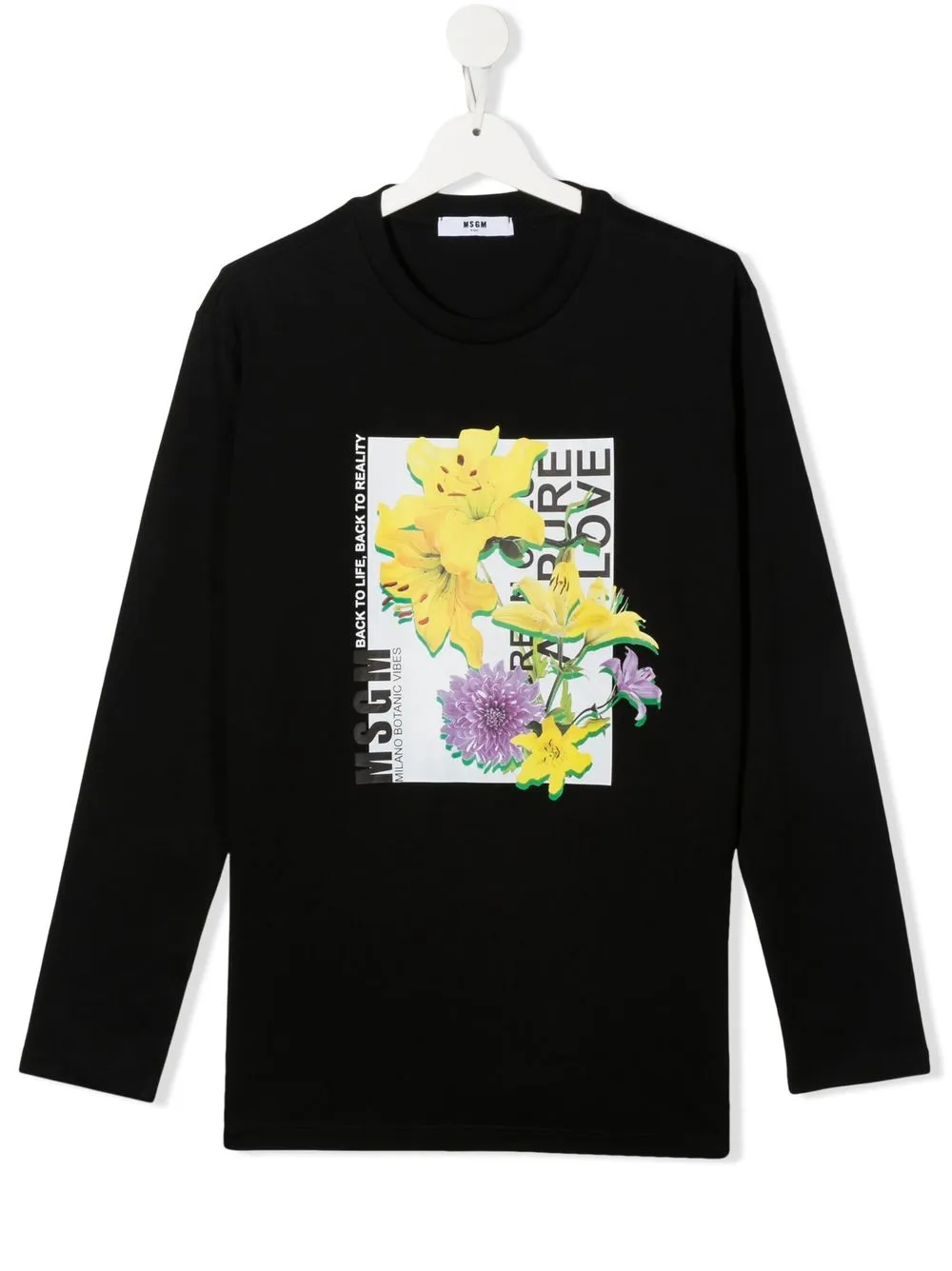 

MSGM Kids playera manga larga con logo estampado - Negro