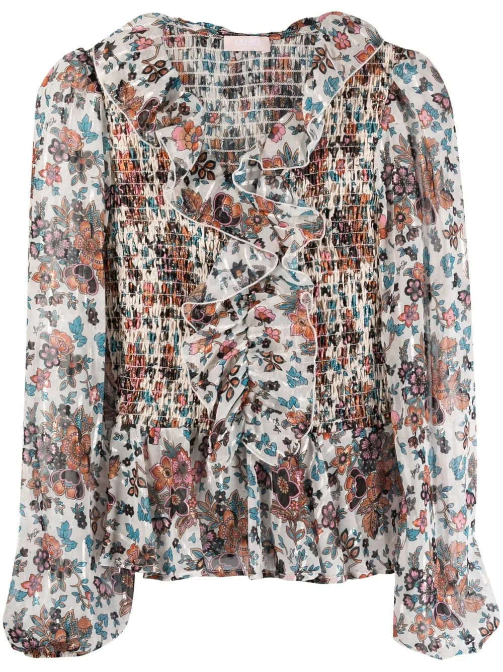 

LIU JO blusa fruncida con estampado floral - Blanco