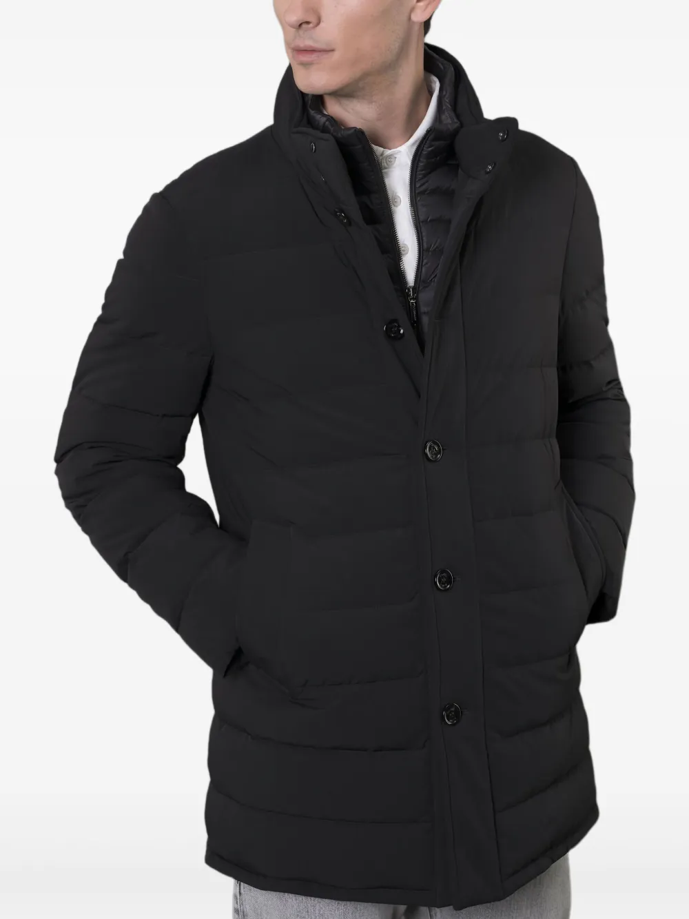 Moorer Calegari-kn Layered Down-padded Coat In Black