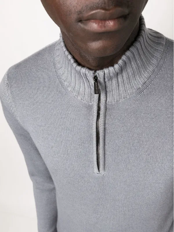 Moorer zip-front High Neck Jumper 