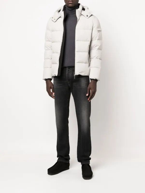 Moorer Padded zip-up Hooded Down Jacket | Neutrals | FARFETCH CA