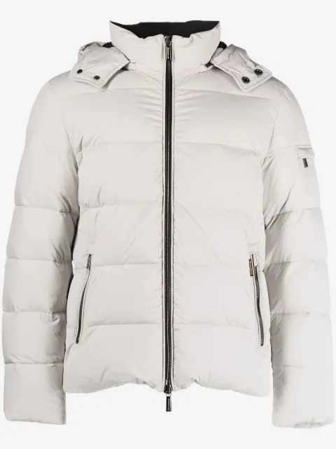 Moorer padded zip-up hooded down jacket