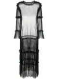 MM6 Maison Margiela sheer long-length ruffle-trim blouse - Black