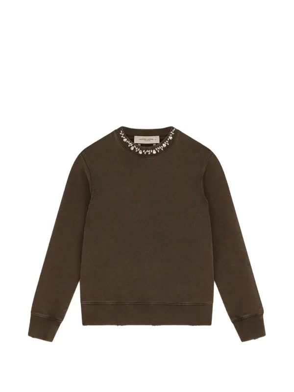 Golden Goose Crystal-embellished Cotton Sweatshirt in Grey