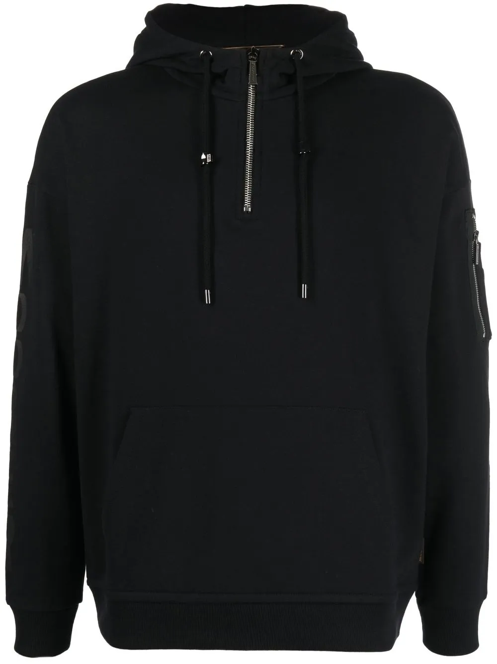 

Moorer quarter-zip drawstring hoodie - Black