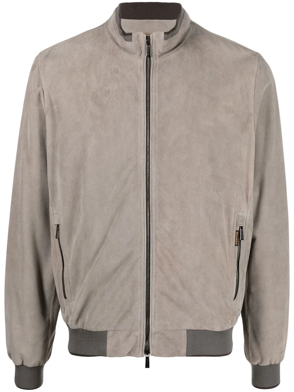 

Moorer zip-up leather bomber jacket - Grey