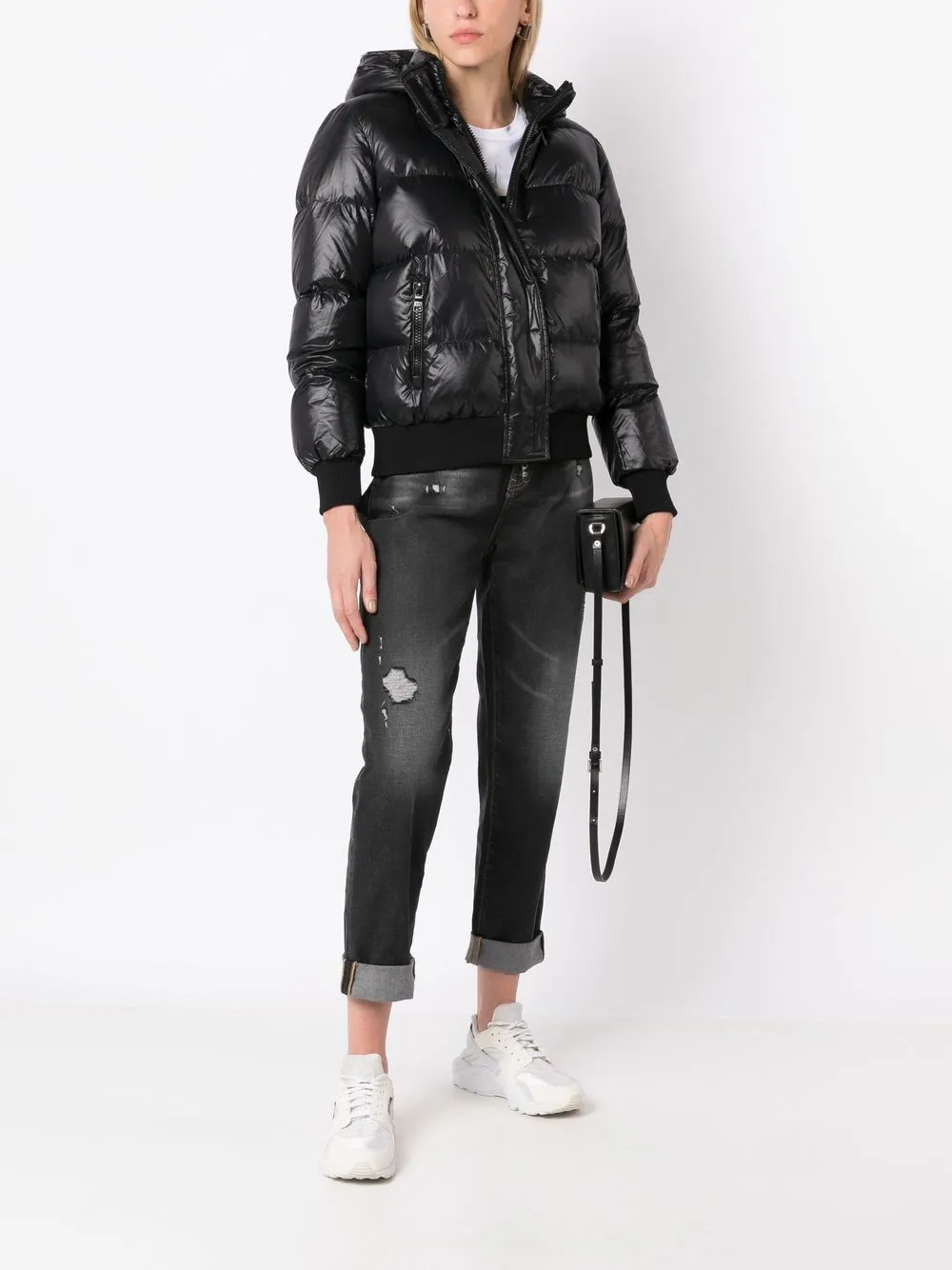Armani Exchange Donsjack met logopatch - Zwart