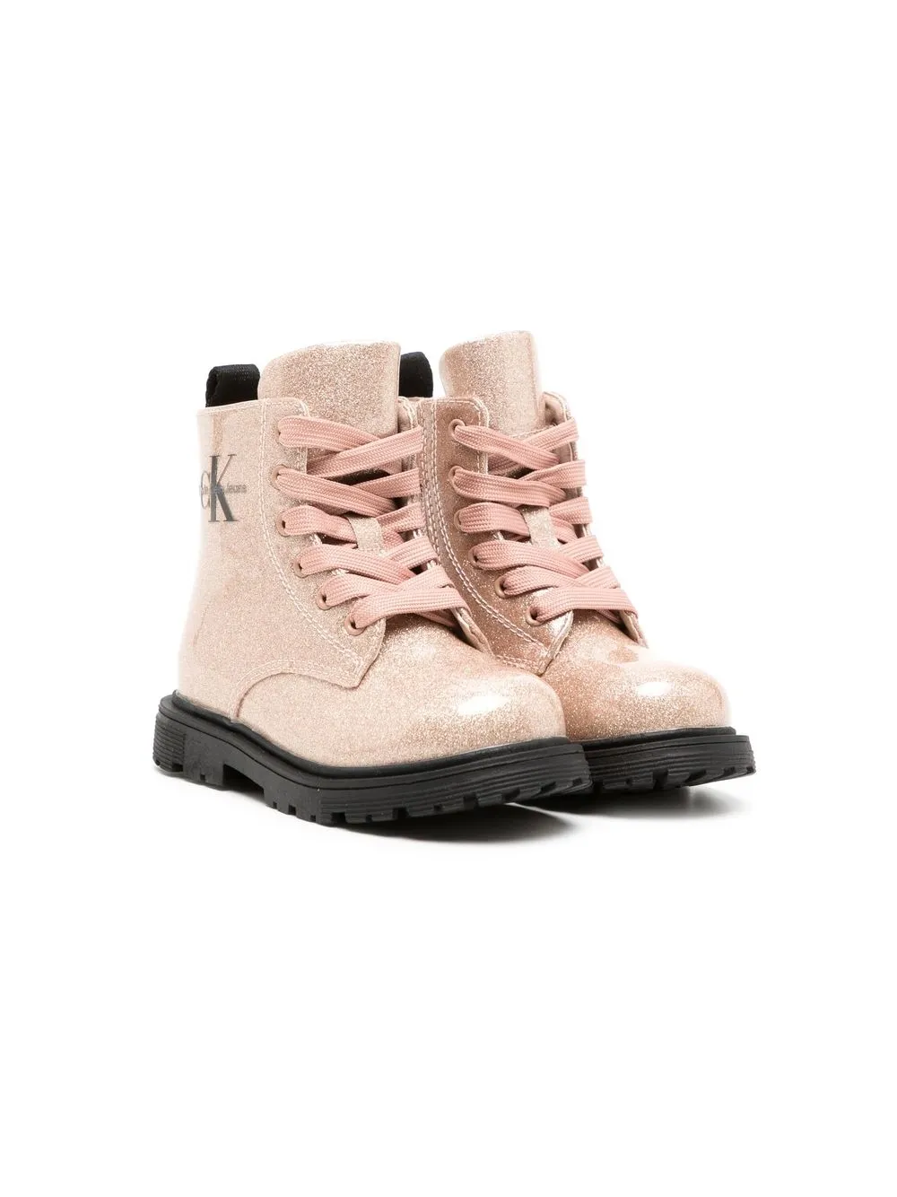 

Calvin Klein Kids Cher glitter-detail lace-up boots - Pink