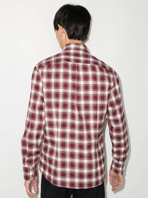 Brunello Cucinelli long-sleeve Cotton Shirt | Red | FARFETCH