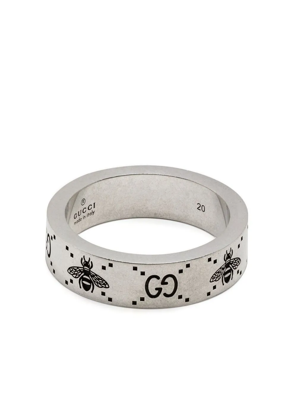 

Gucci GG and bee engraved wide ring - Silver