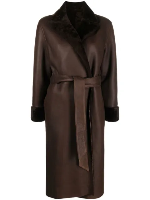 reversible shearling belted coat