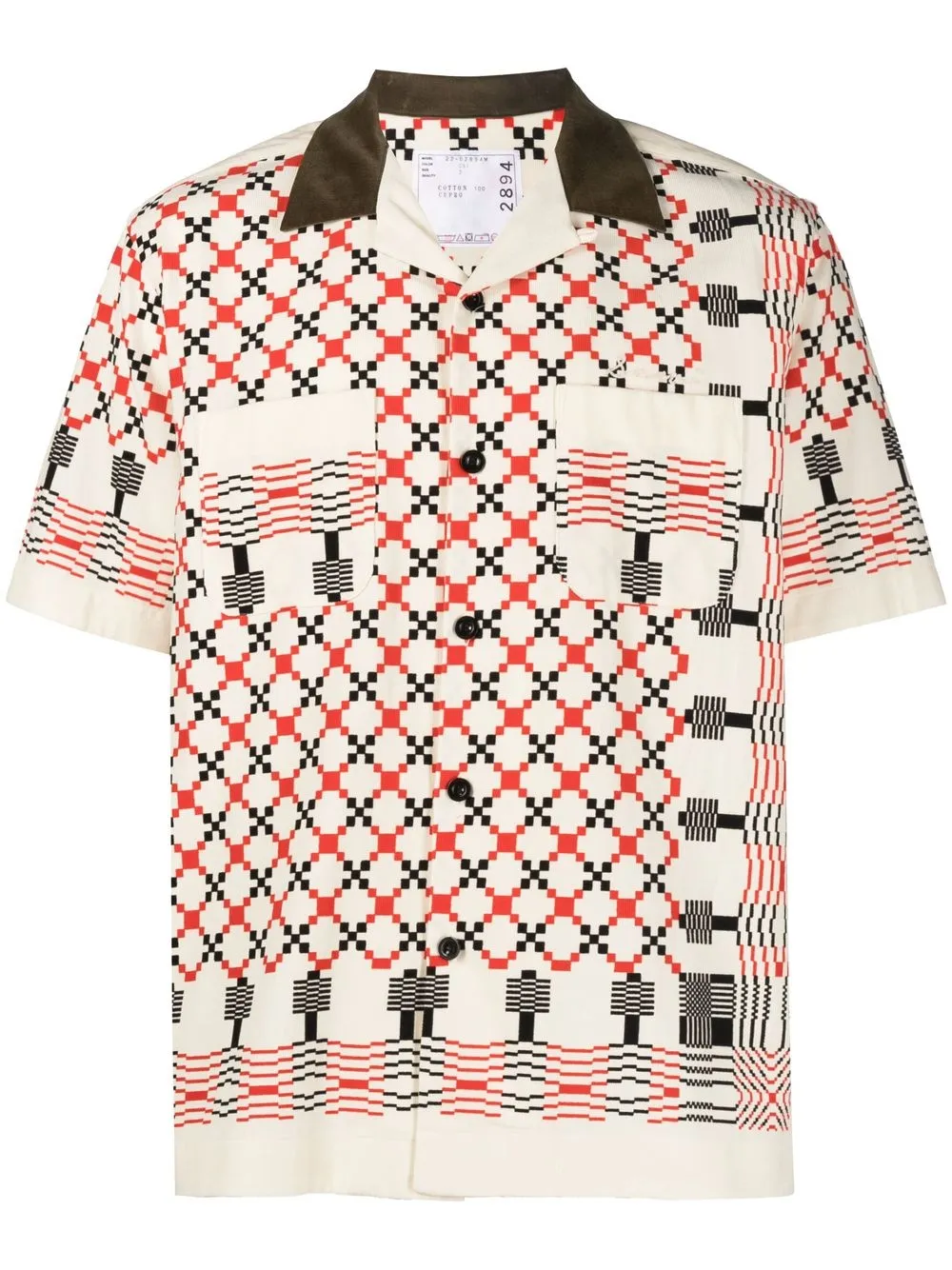 

sacai geometric-print short-sleeve shirt - White