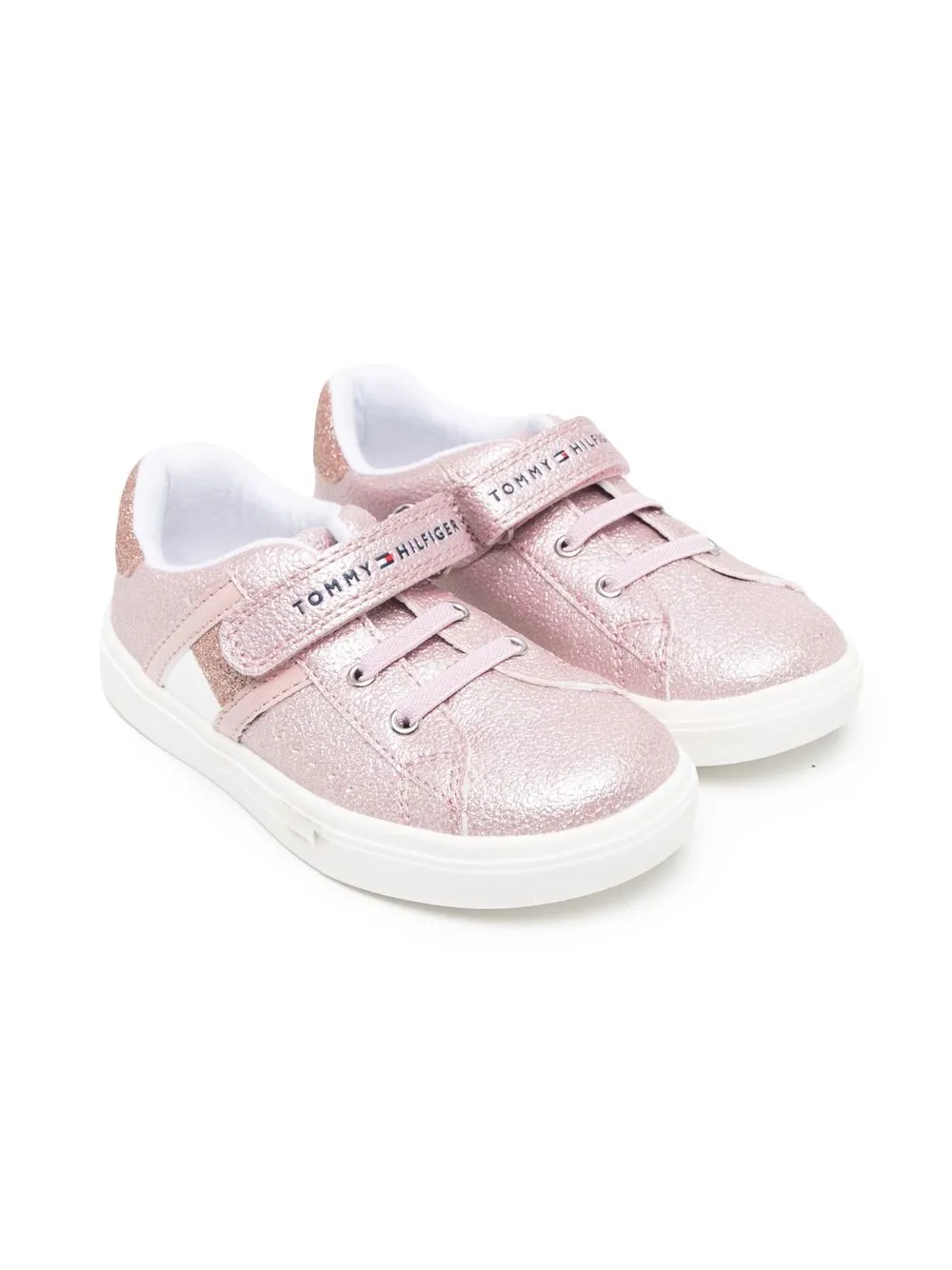 

Tommy Hilfiger Junior tenis con cierre autoadherente y logo estampado - Rosado