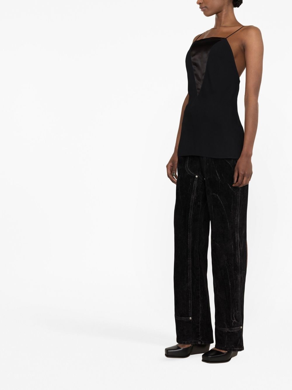 Shop Stella Mccartney Sleeveless Multi-panel Top In Black