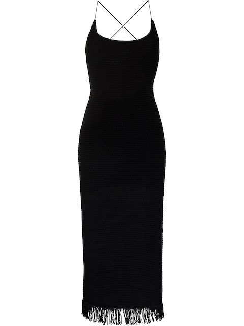 Reformation Alexina open-knit fringe-hem dress