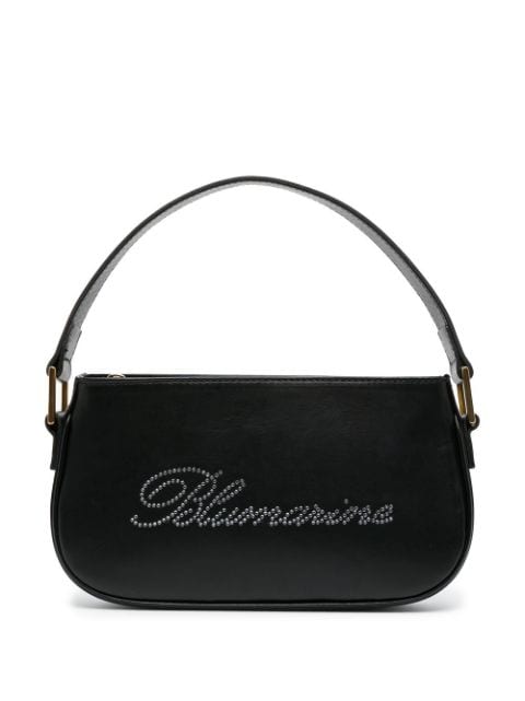 Blumarine rhinestone-logo leather shoulder bag