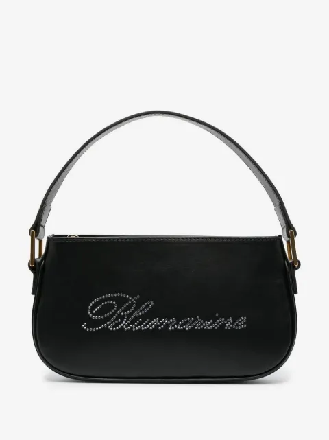 Blumarine rhinestone-logo leather bag