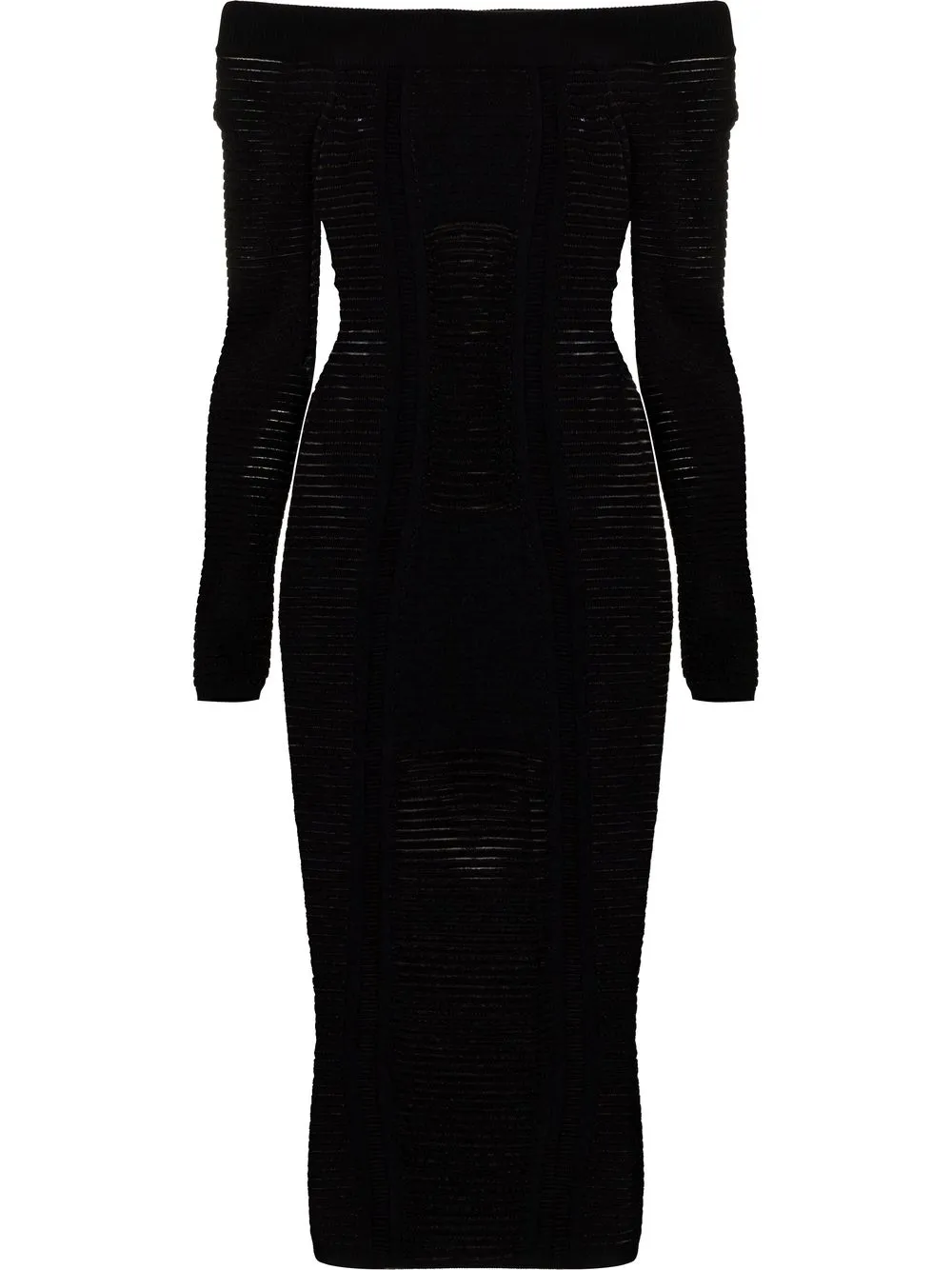 

Balmain vestido tejido con panel transparente - Negro