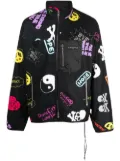 Mastermind Japan graphic-print zip-up bomber jacket - Black