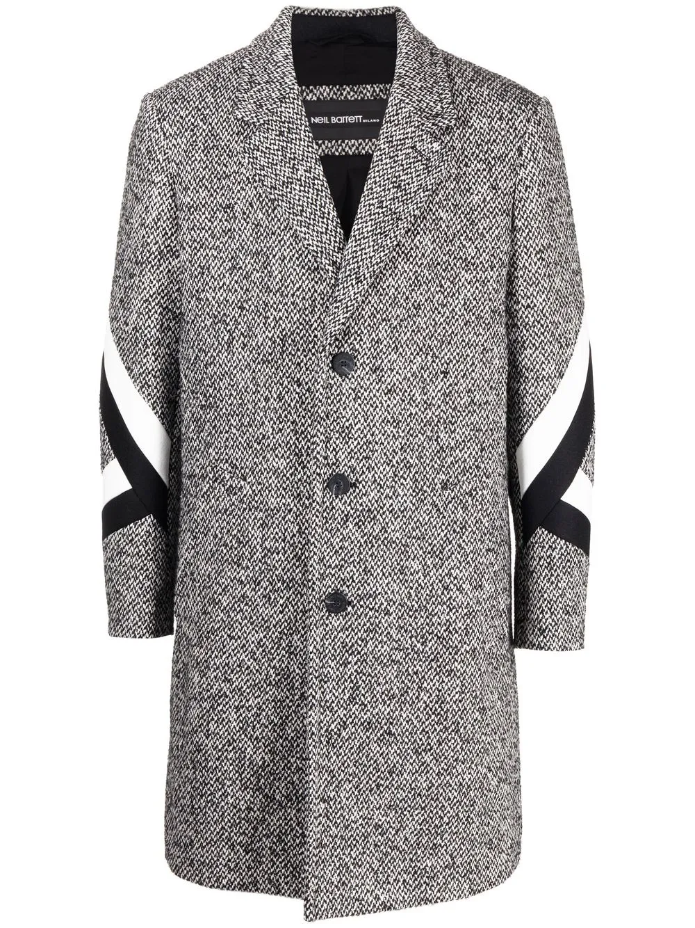 

Neil Barrett stripe-sleeve single-breasted coat - Black