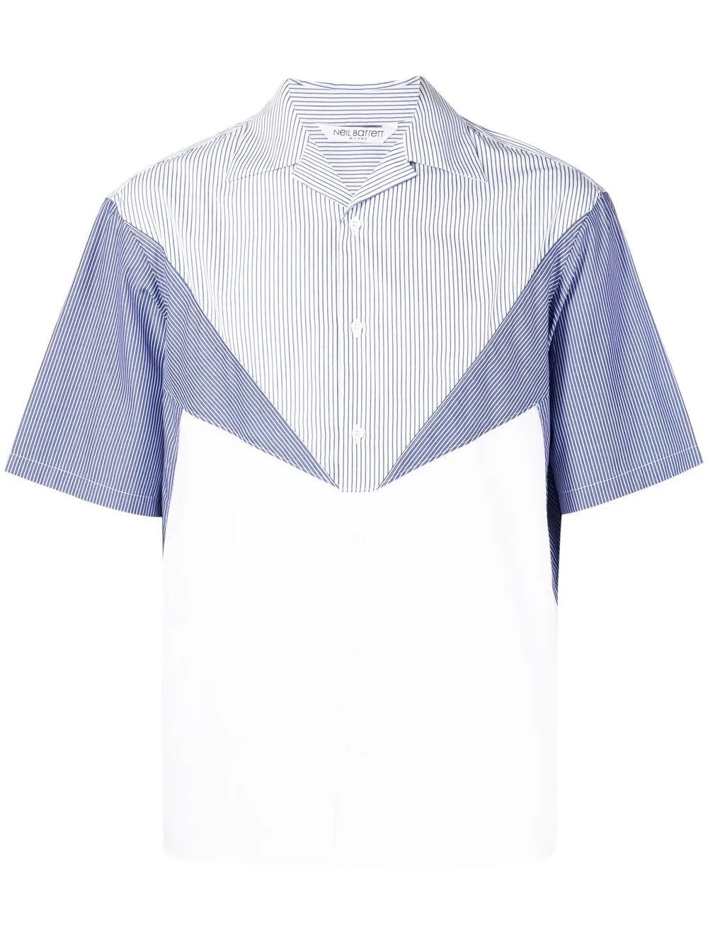 

Neil Barrett panelled pinstripe short-sleeved shirt - Blue