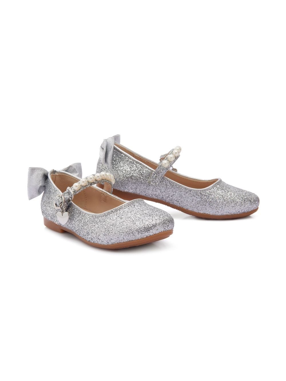 Shop Tulleen Bow-detail Ballerina Shoes In Silver