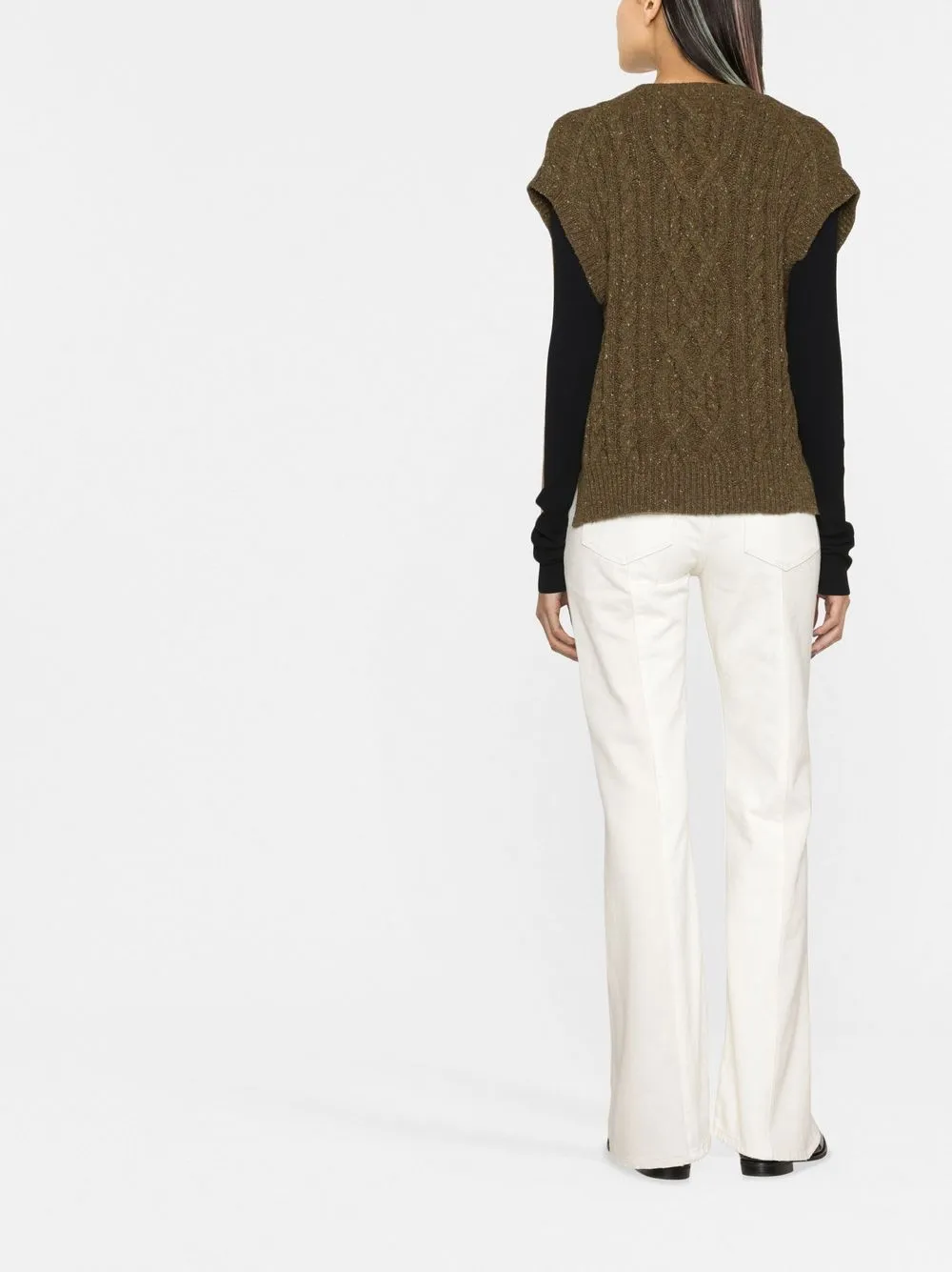 V-neck cable-knit vest