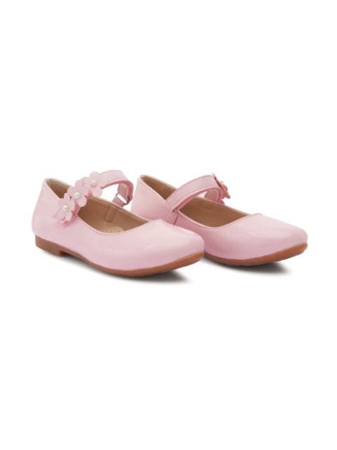 Tulleen floral-strap ballerina shoes
