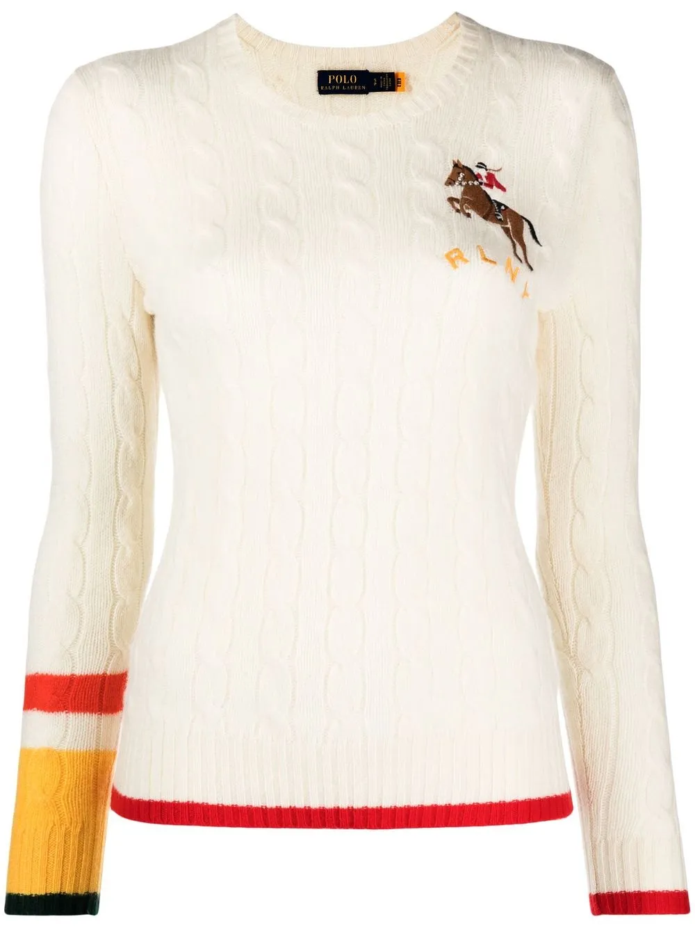 

Polo Ralph Lauren suéter en tejido de ochos con logo bordado - Neutro