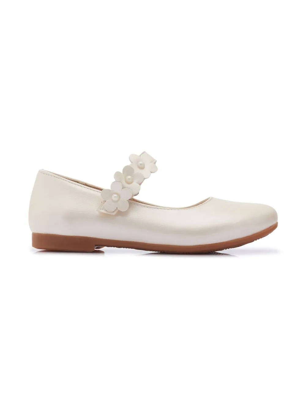 Tulleen Ballerina's met bloembandje - Wit