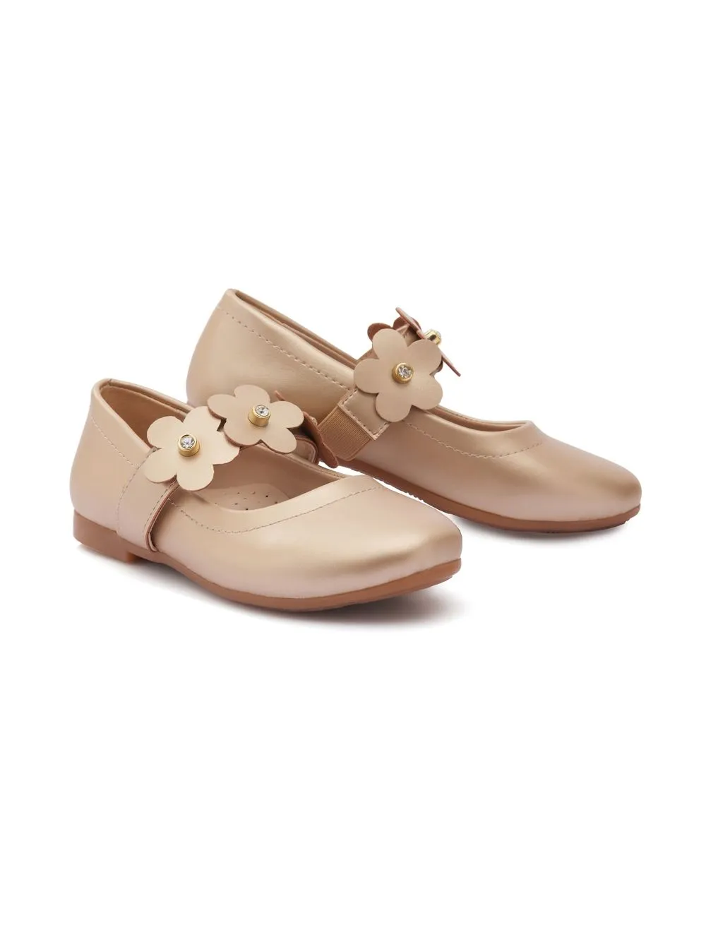 Shop Tulleen Floral-strap Ballerina Shoes In Gold